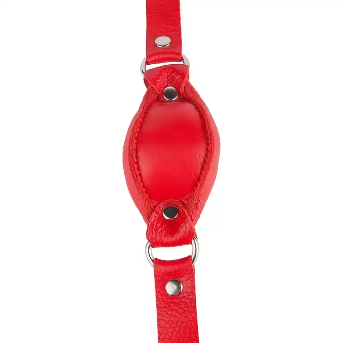 Красный кожаный кляп на регулируемых ремешках - BDSM accessories. Фотография 3.