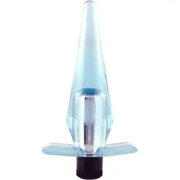 Голубая анальная пробка с вибрацией SUPER COMPACT VIBRATING BUTTPLUG - 10 см