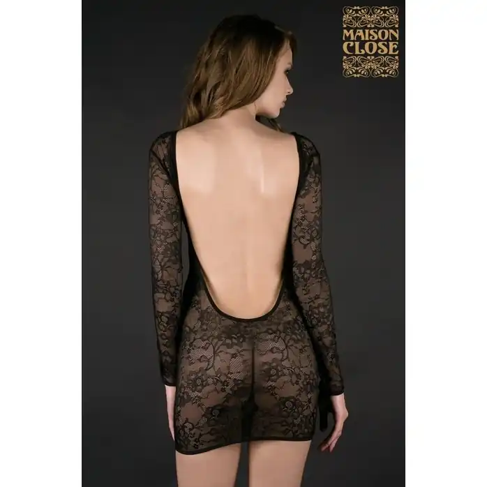 Чёрная ночная сорочка VILLA DES LYS MINI ROBE. Фотография 2.