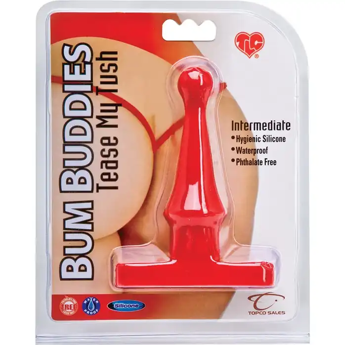 Красная анальная пробка Bum Buddies Tease My Tush, Intermediate Silicone Anal Plug - 12 см - TLC. Фотография 2.
