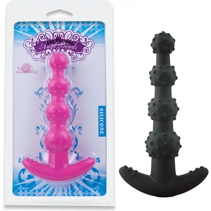 Чёрный анальный стимулятор MaxPleasure Anal Beads - 14 см