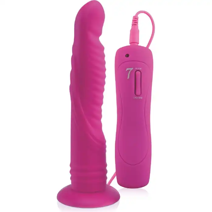 Розовый вибратор на присоске 7 Mode Ripple Dildo - 13 см