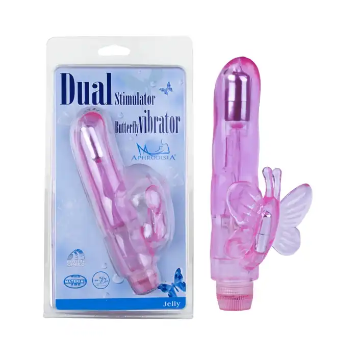 Розовый вибростимулятор розовый Dual Stimulator Butterfly