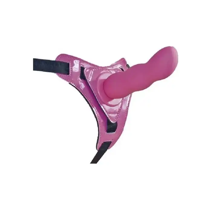 Розовый страпон на трусиках Curved Dong - 13,5 см