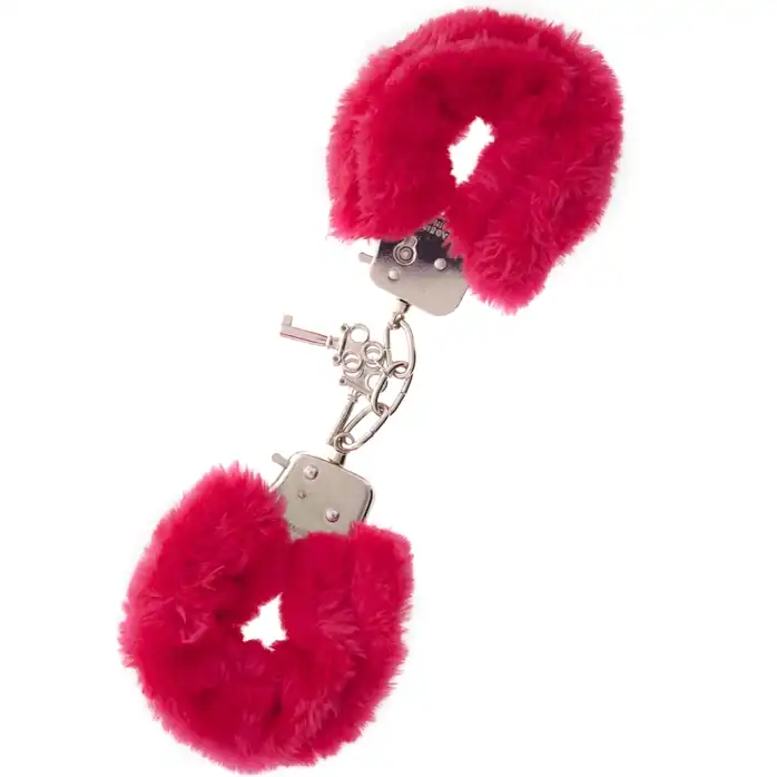 Металлические наручники с красной меховой опушкой Metal Handcuffs With Plush