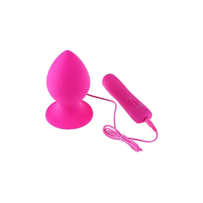 Розовый виброплаг с выносным пультом Anal Plug L - 9 см