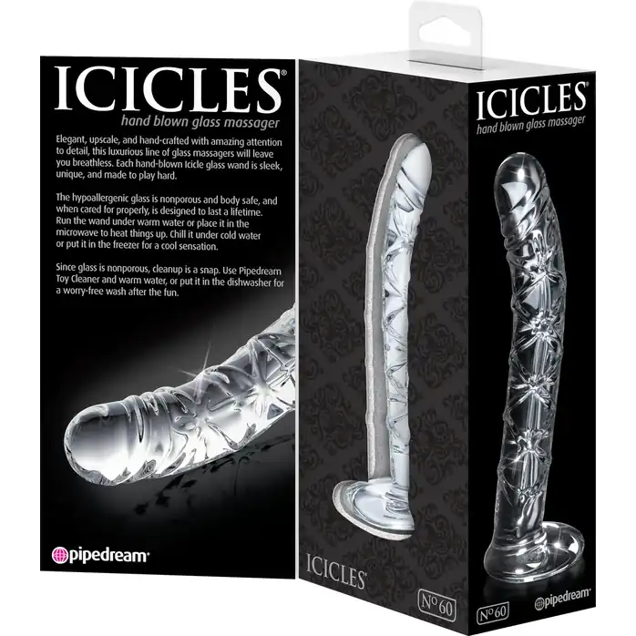Прозрачный стеклянный стимулятор Icicles № 60 - 15 см - Icicles. Фотография 3.