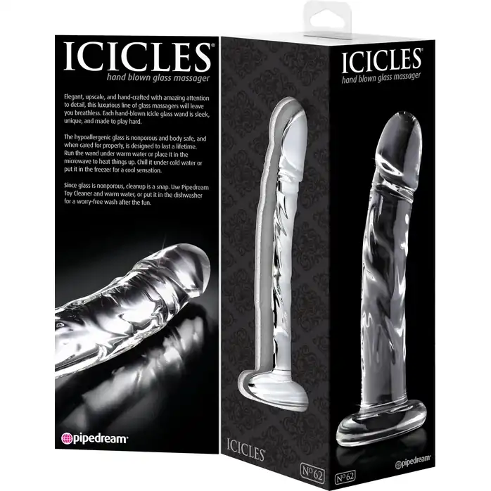 Прозрачный стеклянный фаллоимитатор Icicles №62 - 16,5 см - Icicles. Фотография 3.