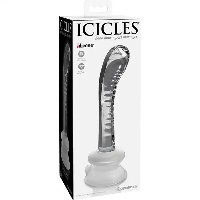 Прозрачный стеклянный стимулятор Icicles №88 с силиконовой присоской - 18 см - Icicles. Фотография 2.