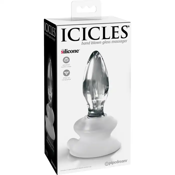 Прозрачная стеклянная пробка Icicles №91 с силиконовой присоской - 10 см - Icicles. Фотография 2.