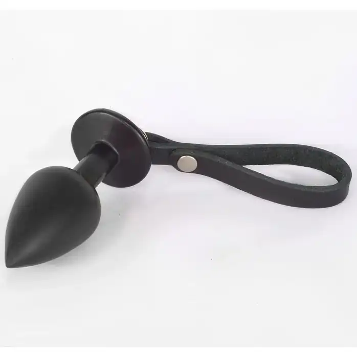 Черная анальная пробка с ремешком - 7 см - Sitabella accessories