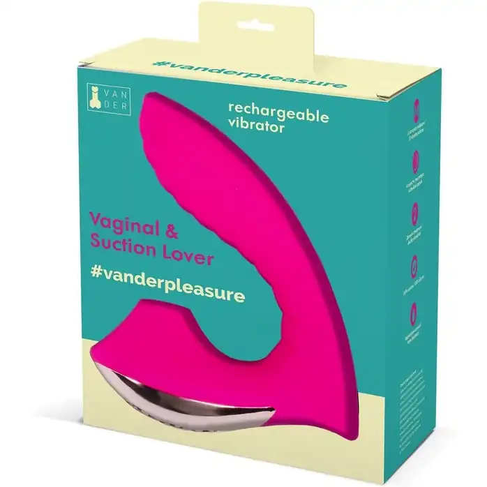 Ярко-розовый вибромассажёр с вакуумной стимуляцией Vaginal Suction Lover. Фотография 4.