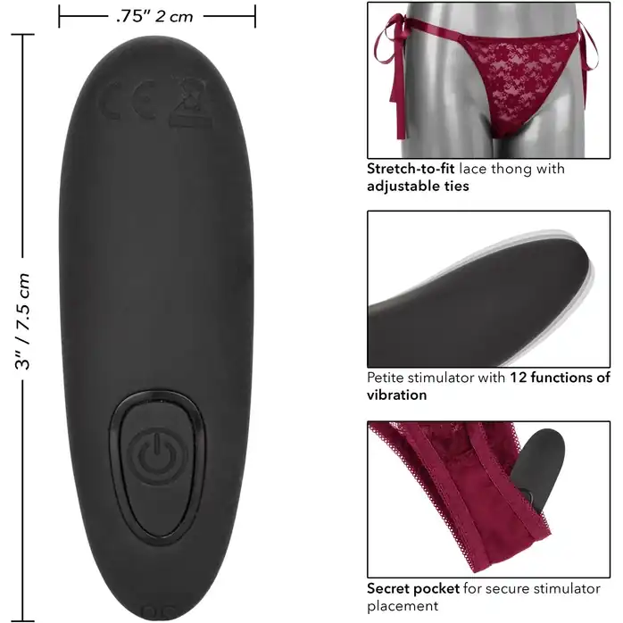 Кружевные трусики с клиторальным вибратором Remote Control Lace Thong Set. Фотография 2.