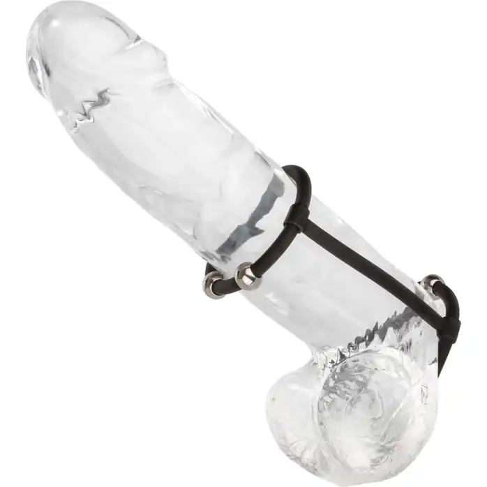 Черная клетка на пенис с бусинами Steel Beaded Silicone Enhancer Cage - Rings!. Фотография 4.