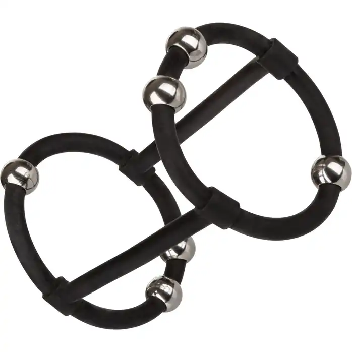 Черная клетка на пенис с бусинами Steel Beaded Silicone Enhancer Cage - Rings!