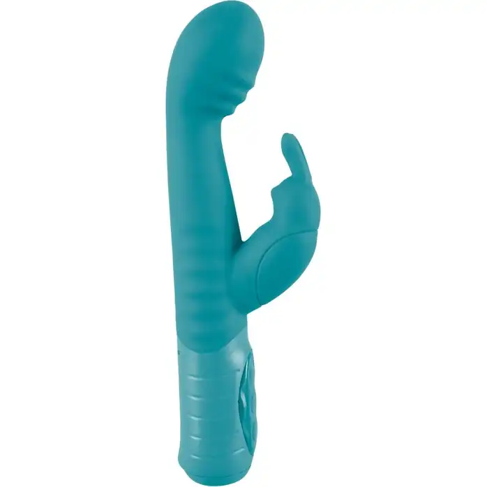 Бирюзовый вибратор-кролик Doppelkopf - 22 см - You2Toys. Фотография 2.
