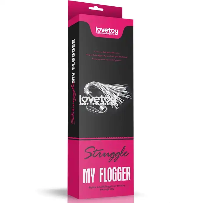 Серебристая плетка Struggle My Flogger с черной ручкой - 45 см. Фотография 3.