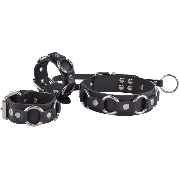 Черные кожаные наручники Властелин колец - BDSM accessories. Фотография 2.