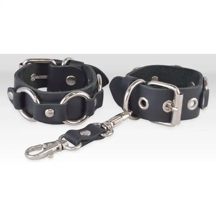 Черные кожаные наручники Властелин колец - BDSM accessories