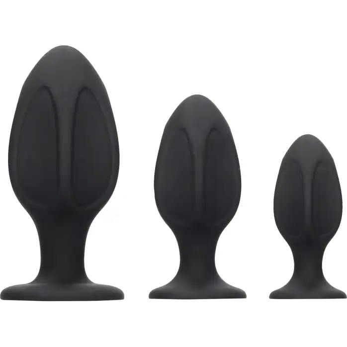 Набор из 3 черных анальных пробок Diamond Shape Butt Plug Set - Ouch!