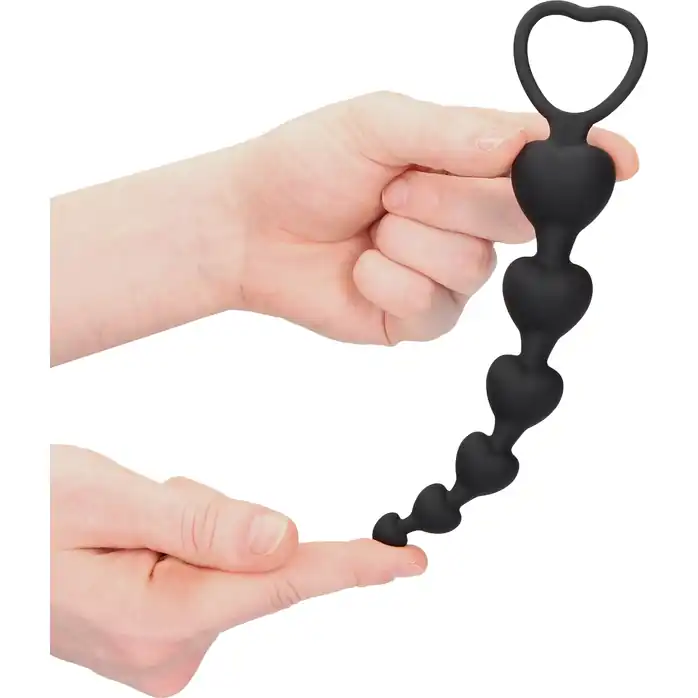 Черная анальная елочка Anal Heart Beads - 18,5 см - Ouch!. Фотография 3.