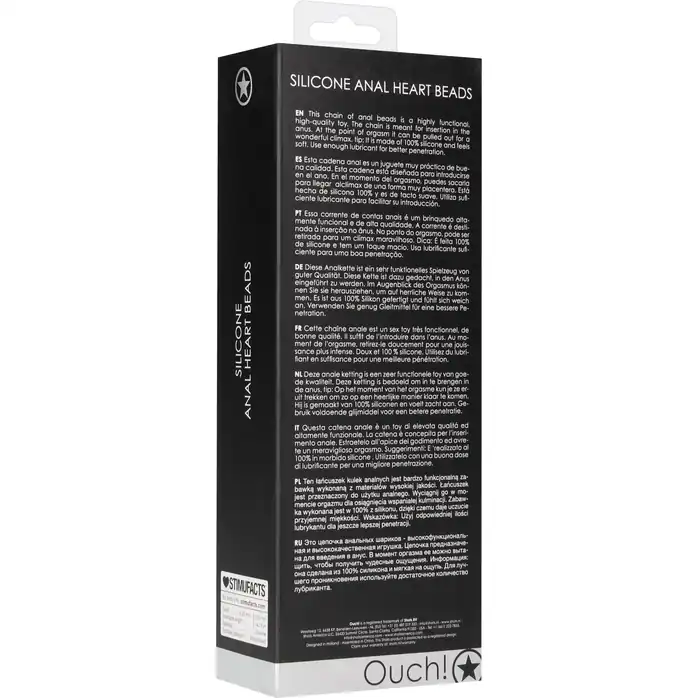 Черная анальная елочка Anal Heart Beads - 18,5 см - Ouch!. Фотография 5.