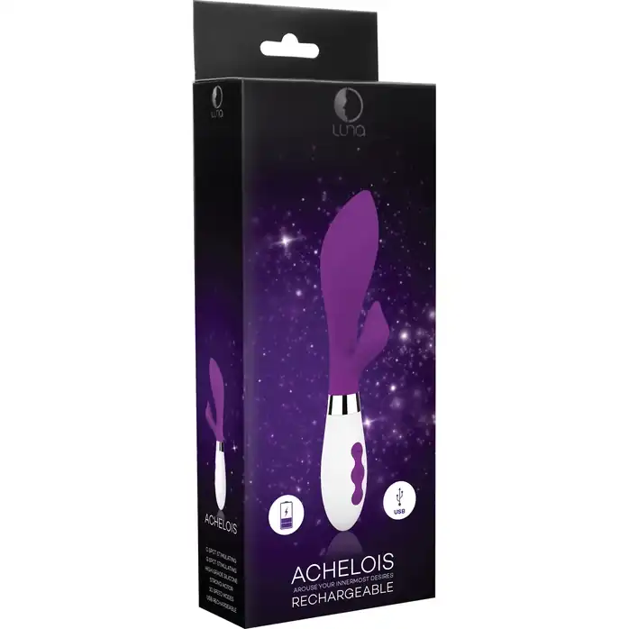 Фиолетовый вибратор-кролик Achelois - 21,8 см - Luna. Фотография 4.