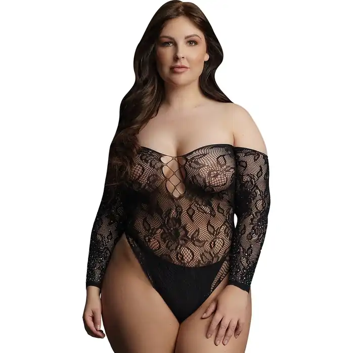 Эффектное боди Wonder Rhinestone Bodysuit с длинным рукавом - Le Desir
