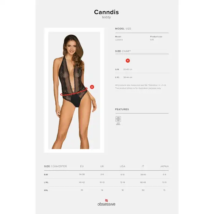 Роскошное кружевное боди Canndis с глубоким декольте - Sexy. Фотография 7.