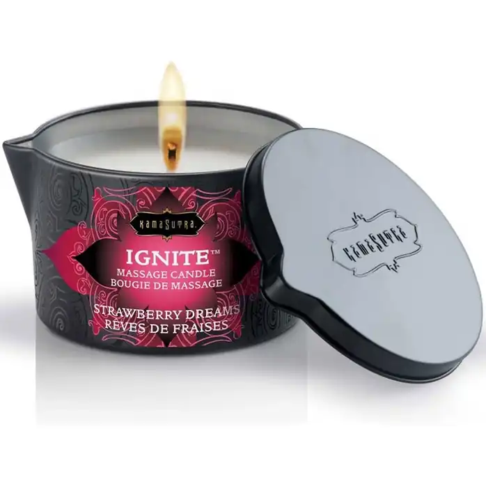 Массажная свеча Ignite Strawberry Dreams с ароматом клубники - 170 гр