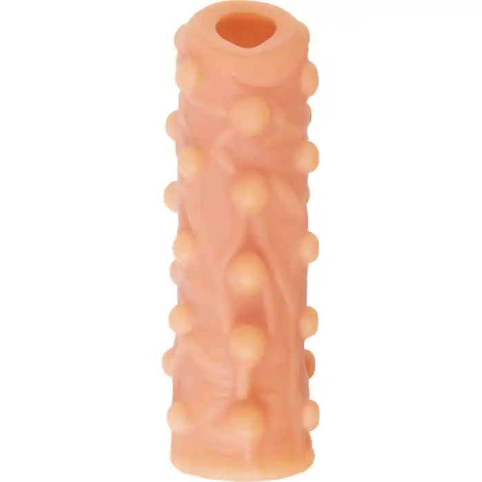 Телесная насадка с бугорками и открытой головкой Nude Sleeve M - 12 см. Фотография 3.