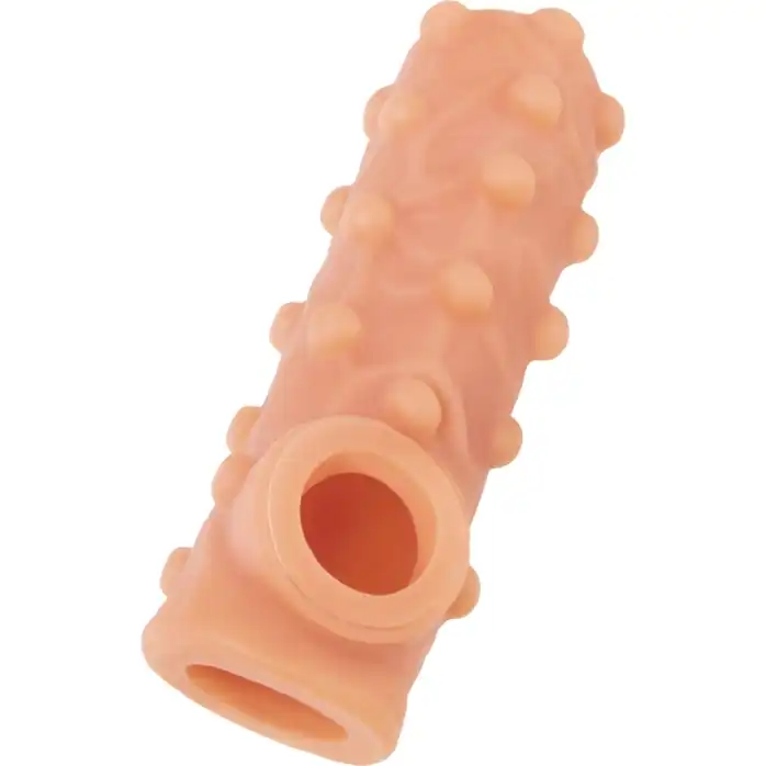 Телесная насадка с бугорками и открытой головкой Nude Sleeve M - 12 см. Фотография 5.