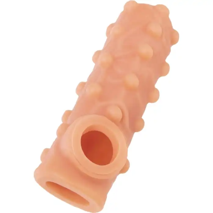 Телесная насадка с бугорками и открытой головкой Nude Sleeve M - 12 см