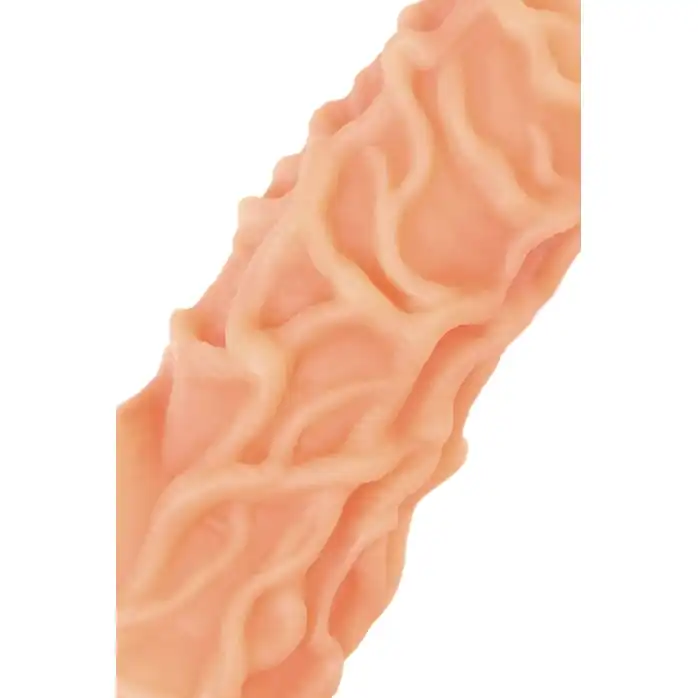 Телесная насадка с венками и открытой головкой Nude Sleeve M - 12 см. Фотография 10.