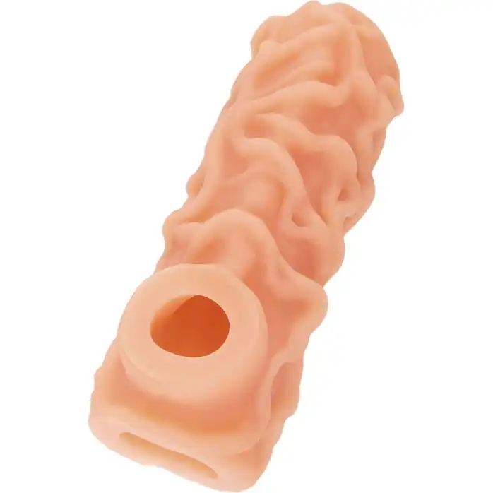 Телесная насадка с венками и открытой головкой Nude Sleeve M - 12 см