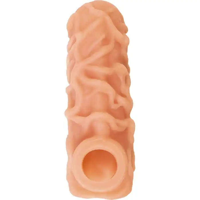 Телесная насадка с венками и открытой головкой Nude Sleeve L - 14 см. Фотография 4.
