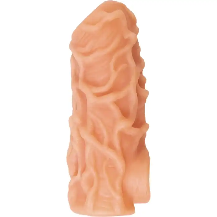 Телесная насадка с венками и открытой головкой Nude Sleeve L - 14 см. Фотография 5.