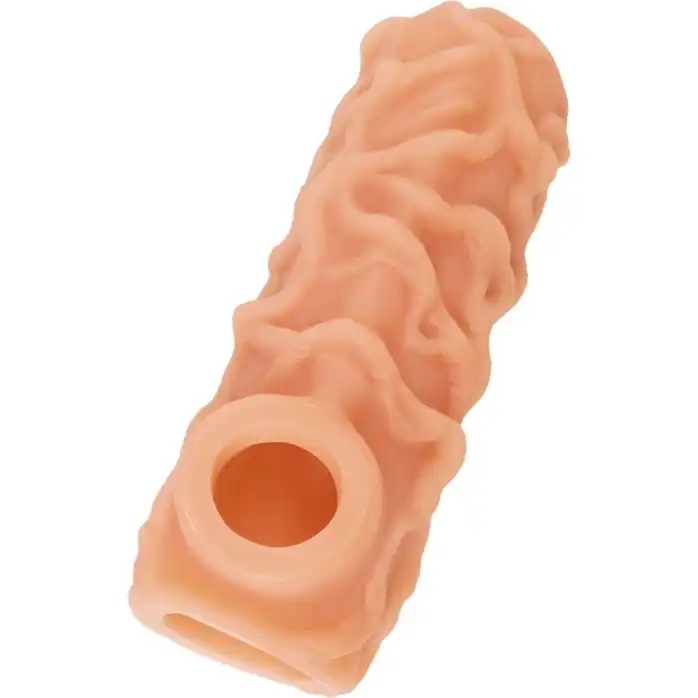 Телесная насадка с венками и открытой головкой Nude Sleeve L - 14 см