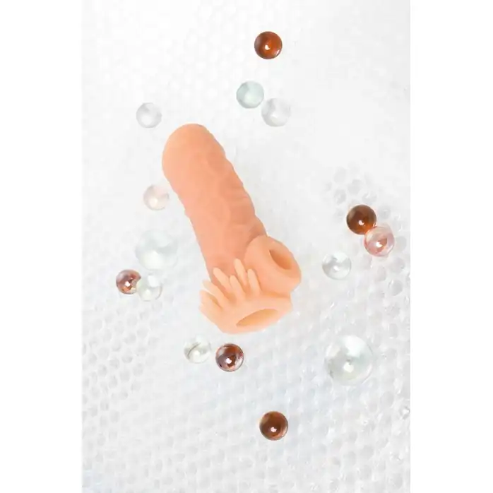 Телесная насадка с усиками и открытой головкой Nude Sleeve M - 12 см. Фотография 11.