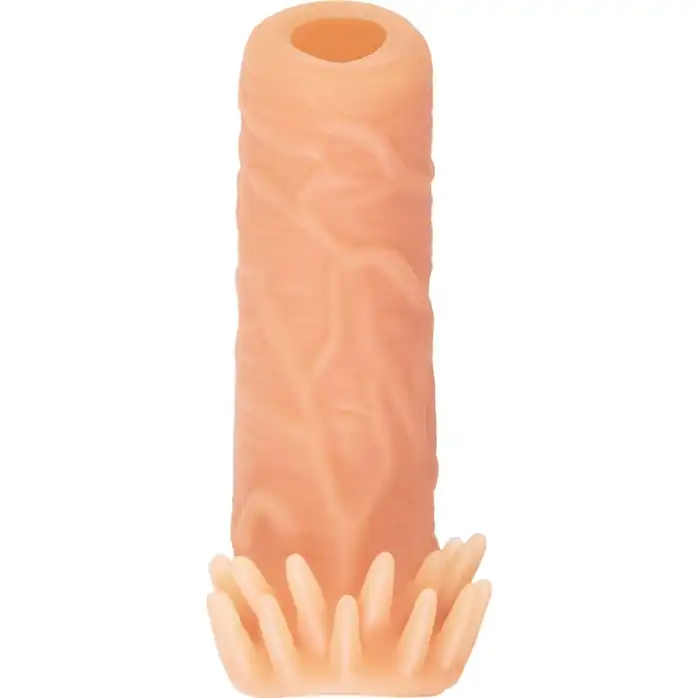 Телесная насадка с усиками и открытой головкой Nude Sleeve M - 12 см. Фотография 3.