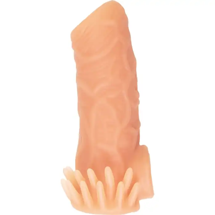 Телесная насадка с усиками и открытой головкой Nude Sleeve M - 12 см. Фотография 5.