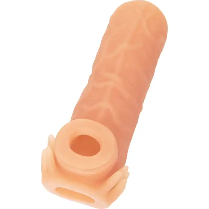 Телесная насадка с усиками и открытой головкой Nude Sleeve M - 12 см. Фотография 6.