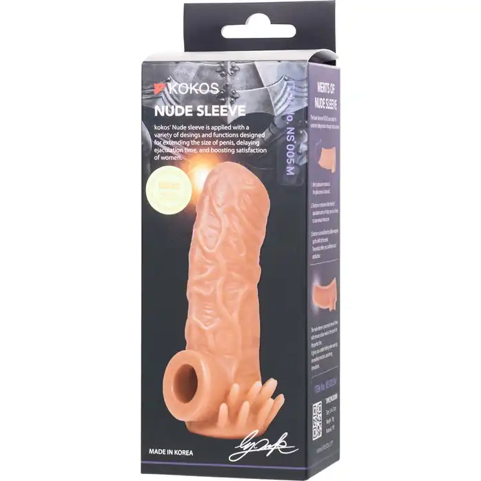 Телесная насадка с усиками и открытой головкой Nude Sleeve M - 12 см. Фотография 7.