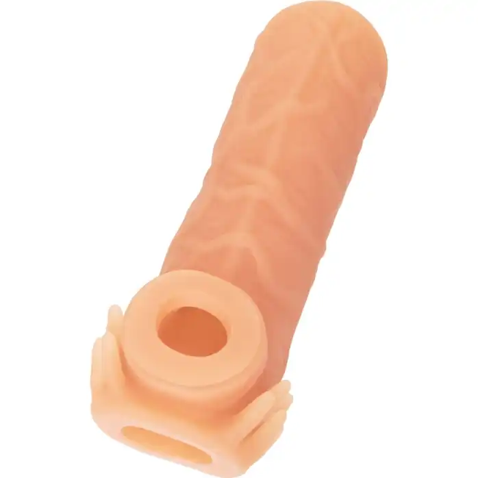 Телесная насадка с усиками и открытой головкой Nude Sleeve M - 12 см