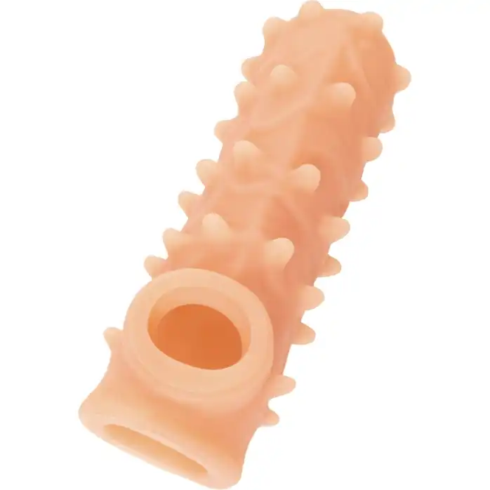 Телесная насадка с шипами и открытой головкой Nude Sleeve M - 12 см