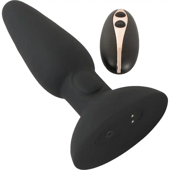 Черная анальная вибропробка с пульсацией в нижней части Thumping Anus Butt Plug - 15 см - You2Toys. Фотография 5.