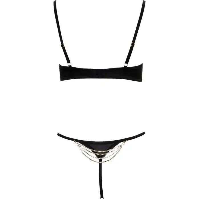 Чарующий комплект с открытым лифом и цепочками страз - Cottelli Collection. Фотография 6.