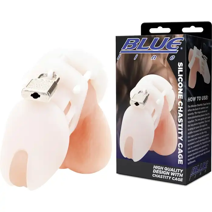 Белая клетка целомудрия Silicone Chastity Cage. Фотография 2.