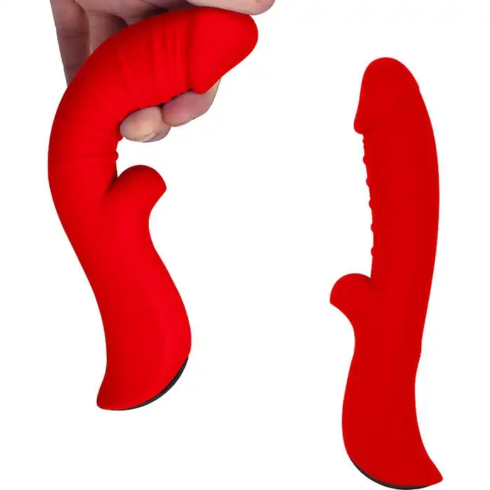 Красный вибромассажер 5 Silicone Wild Passion - 19,1 см. Фотография 2.