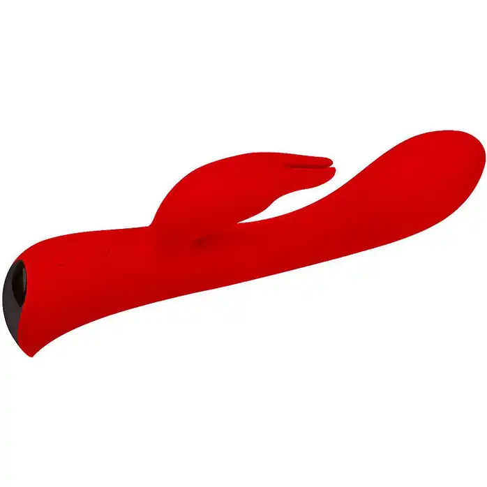 Красный вибромассажер-кролик 5 Silicone Bunny Love - 19,1 см. Фотография 4.